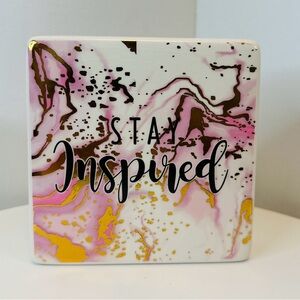 Metallic Gold Cream and Pink Lavender Faux Marble Inspirational Ceramic Decor